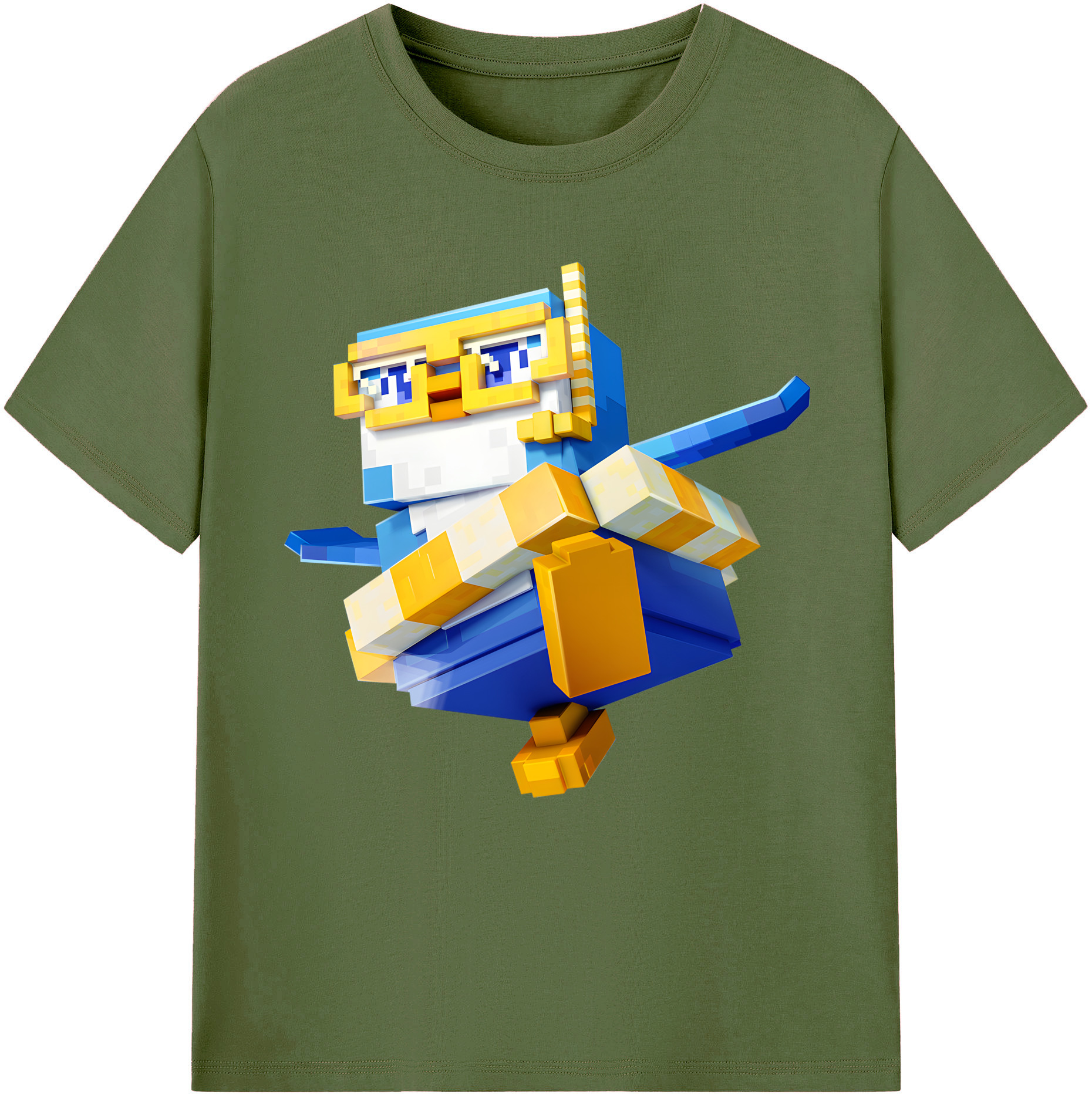 （画像用） マインクラフト ブロックの世界 Minecraft MC Block world 綿100％半袖Tシャツ（フロントプリント）